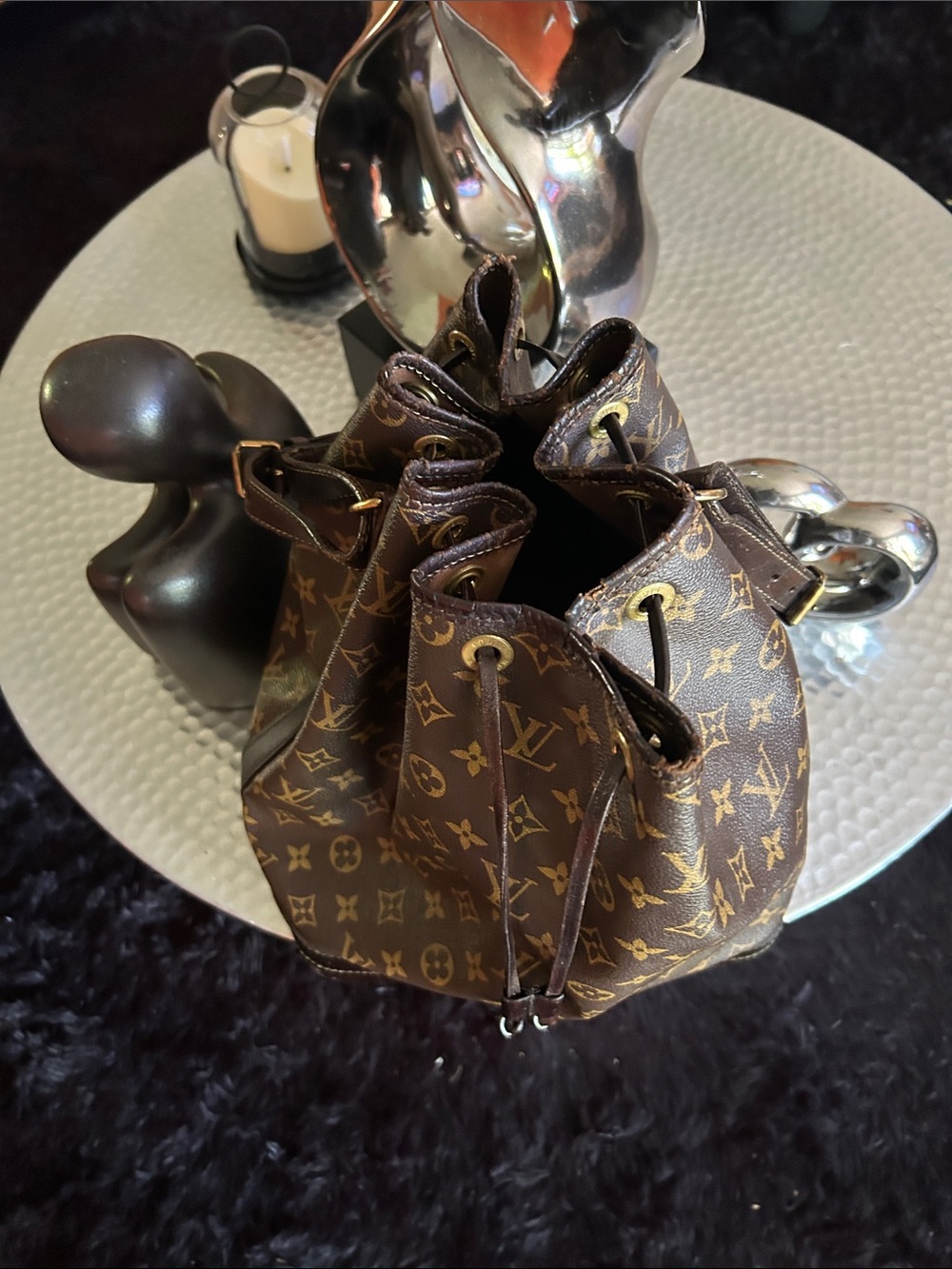 Louis Vuitton Brown Monogram Drawstring Bucket Bag